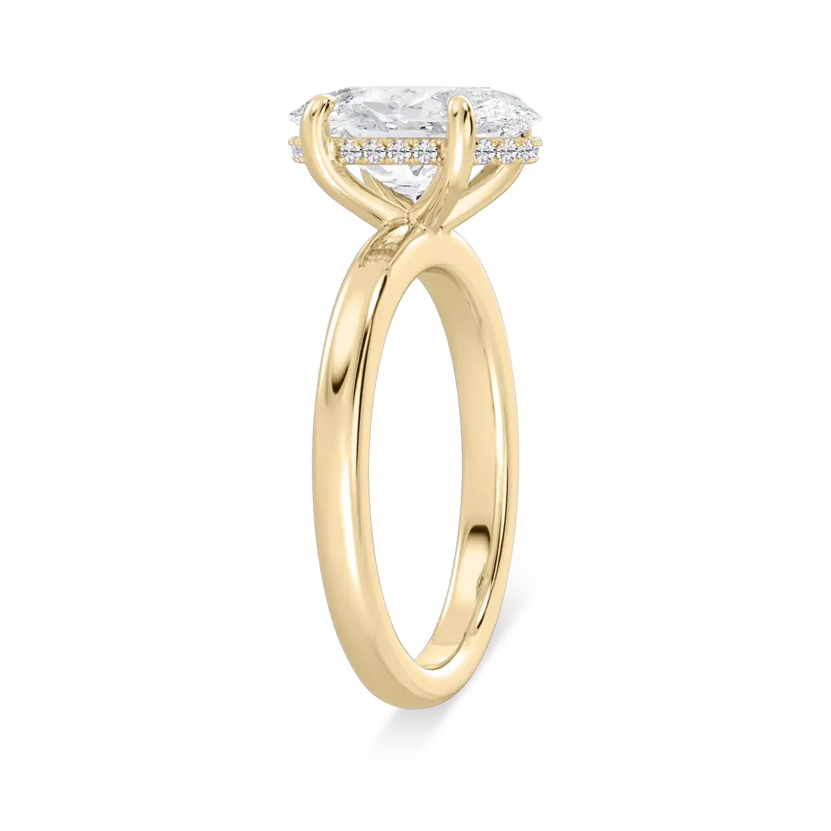 Oval Diamond Hidden Halo Engagement Ring With Claw Prong