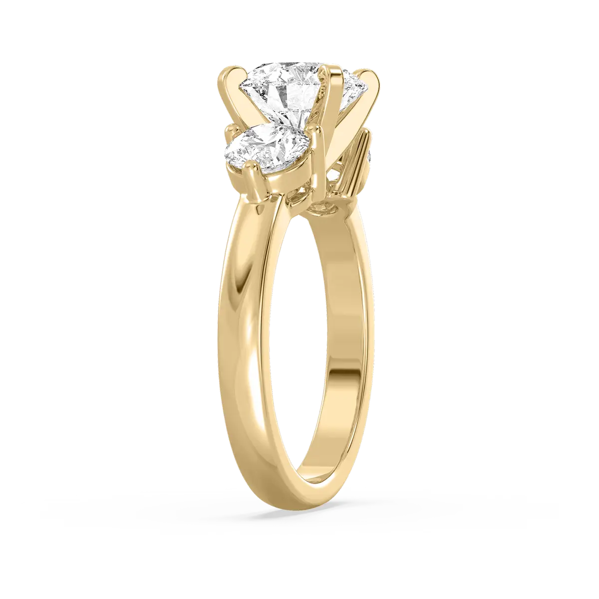 Radiant And Round Lab Grown Diamond Classic Three Stone Ring