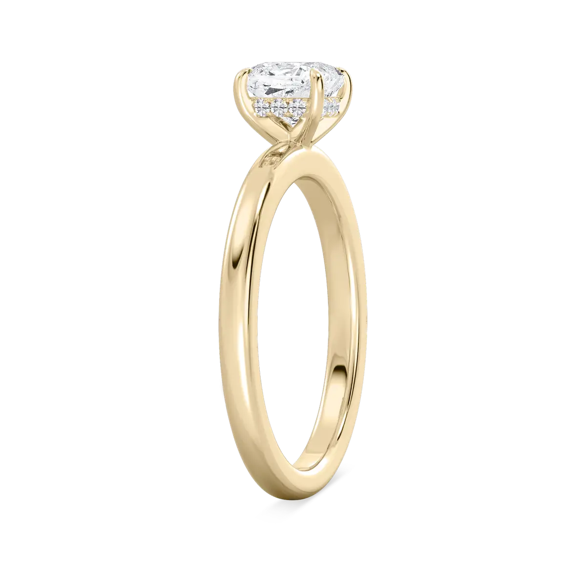 1 Carat Cushion Lab Grown Diamond Hidden Halo Engagement Ring