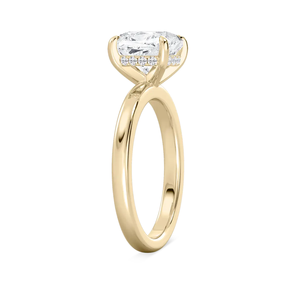 3 Carat Cushion Lab Grown Diamond Hidden Halo Engagement Ring