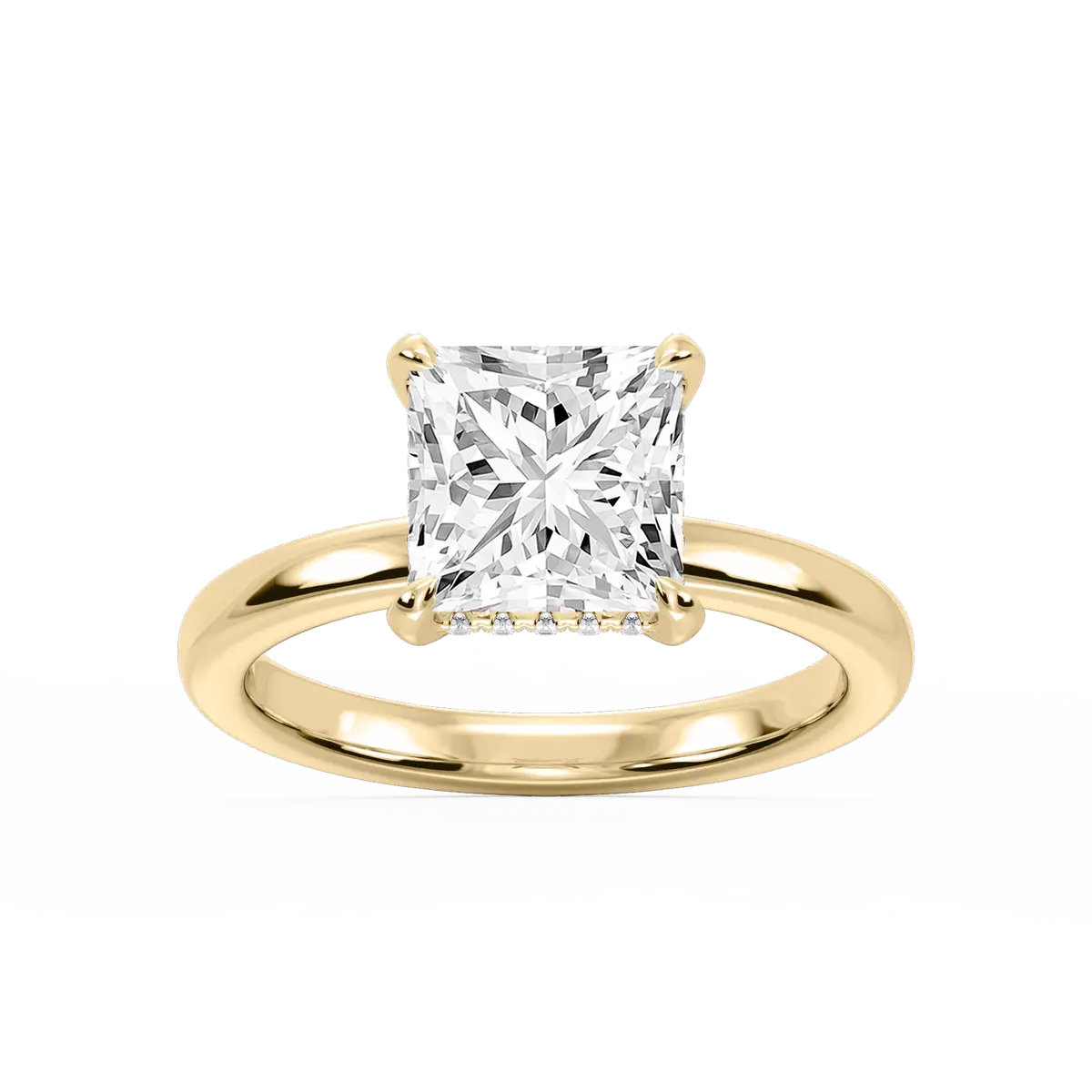 Princess Diamond Hidden Halo Ring With Claw Prong