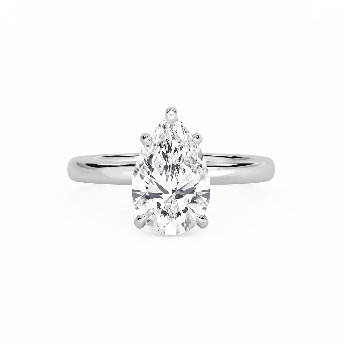 3 Carat Pear Lab Grown Diamond Claw Prong Hidden Halo Engagement Ring