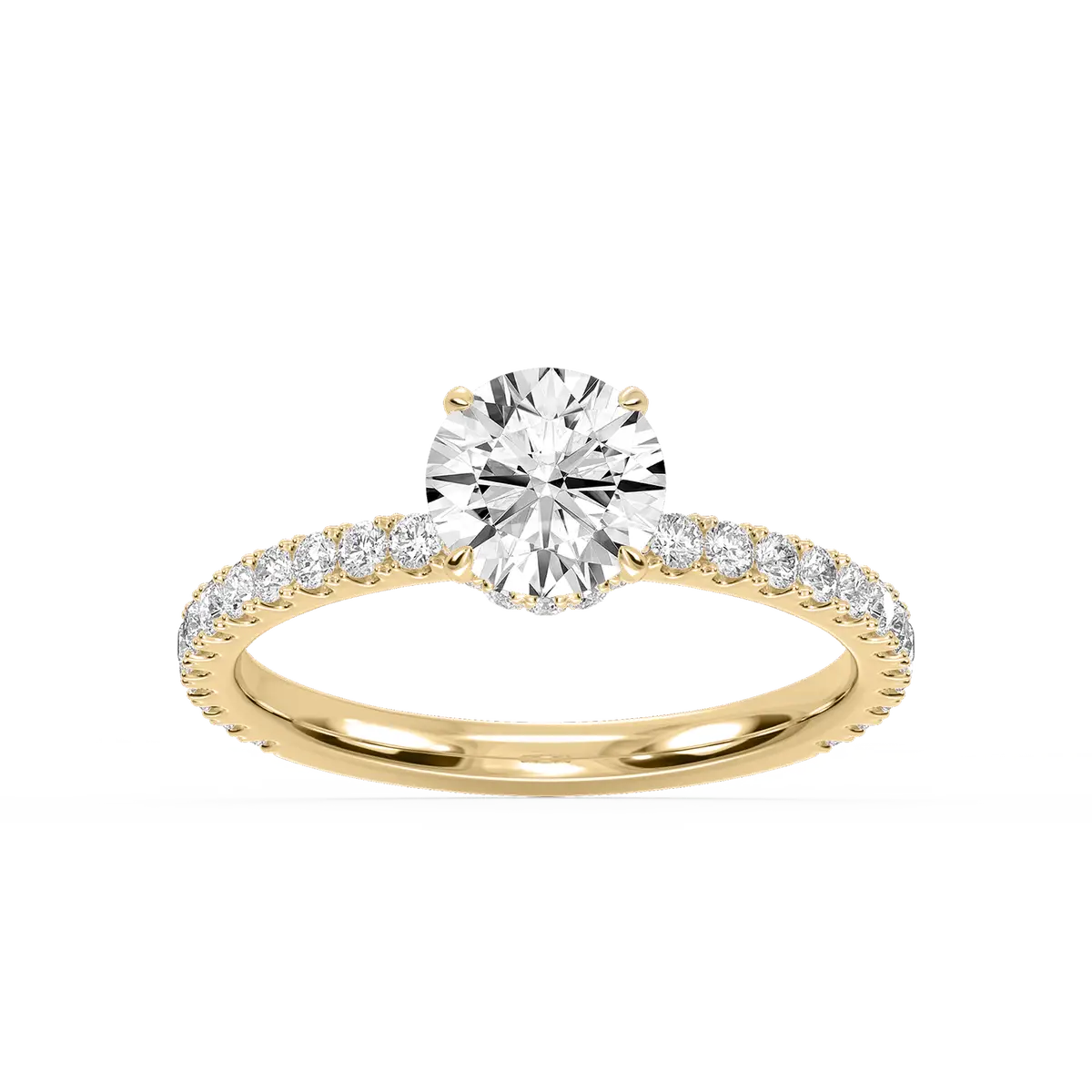 1 Carat Round Lab Grown Diamond Hidden Halo Engagement Ring