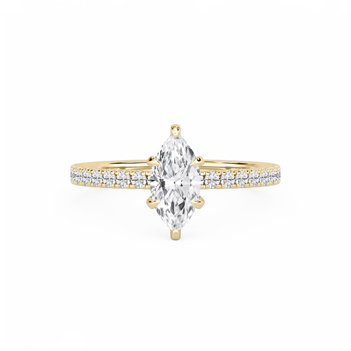 1 Carat Marquise Lab Grown Diamond Adorned Hidden Halo Engagement Ring
