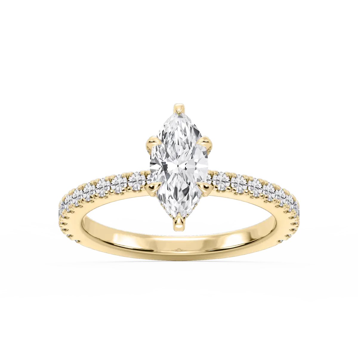 1 Carat Marquise Lab Grown Diamond Adorned Hidden Halo Engagement Ring