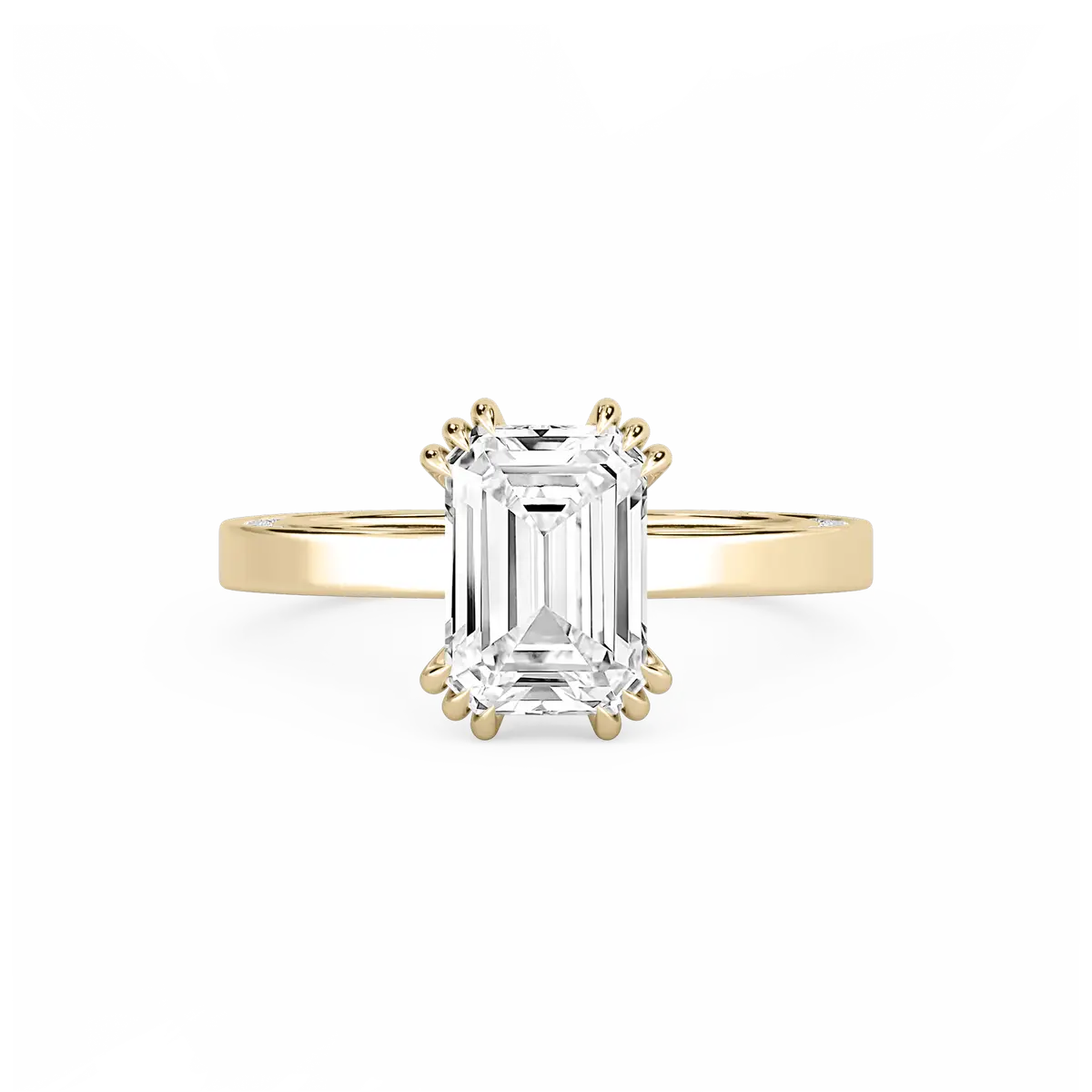 Emerald Diamond Classic Engagement Ring With Pave Setting