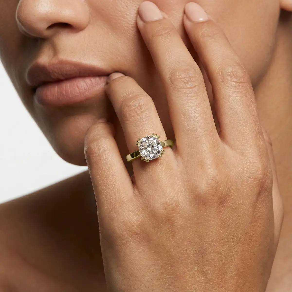 Cushion Lab Diamond Engagement Ring With Prong Setting