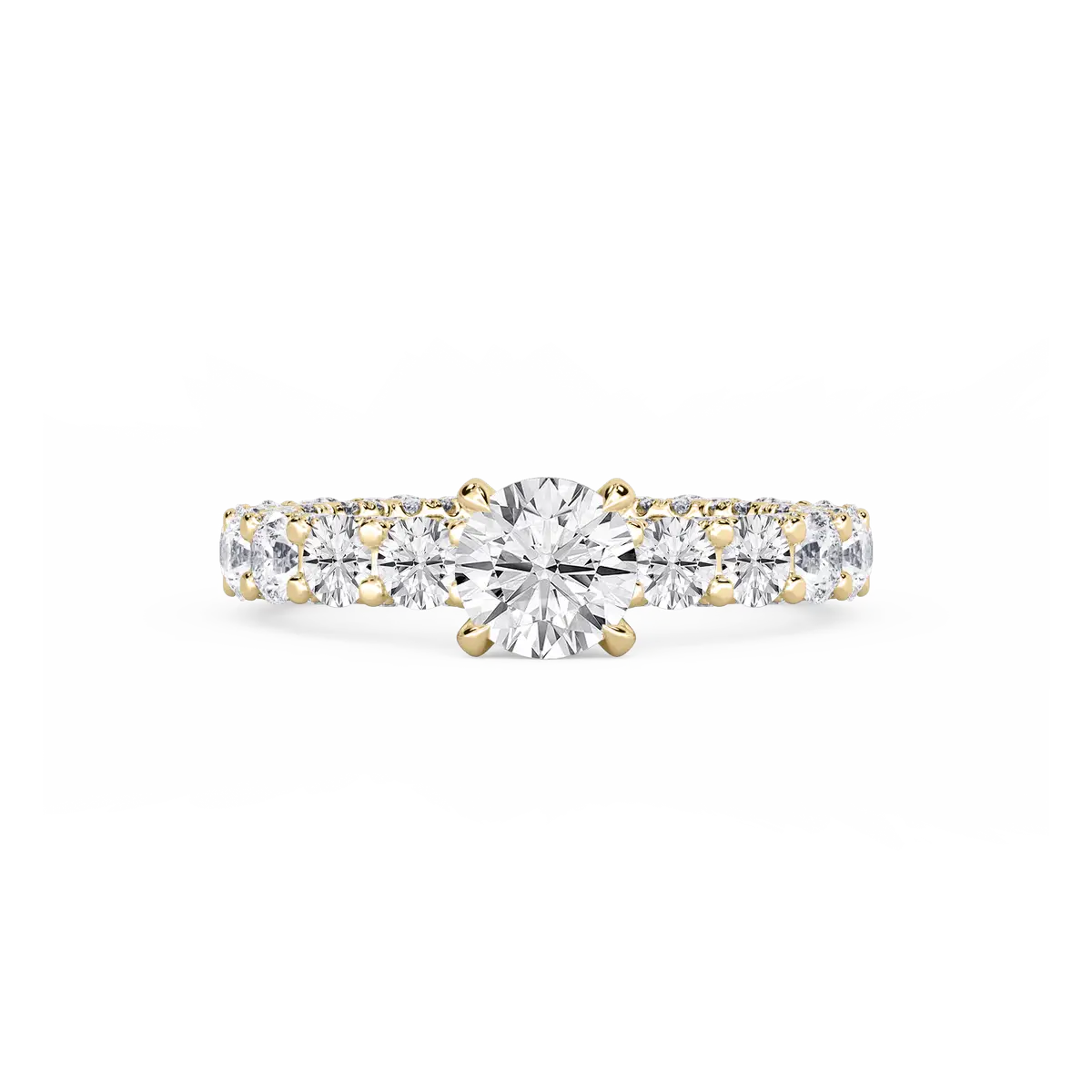 1 Carat Round Lab Grown Diamond Pave Eternity Hidden Halo Engagement Ring