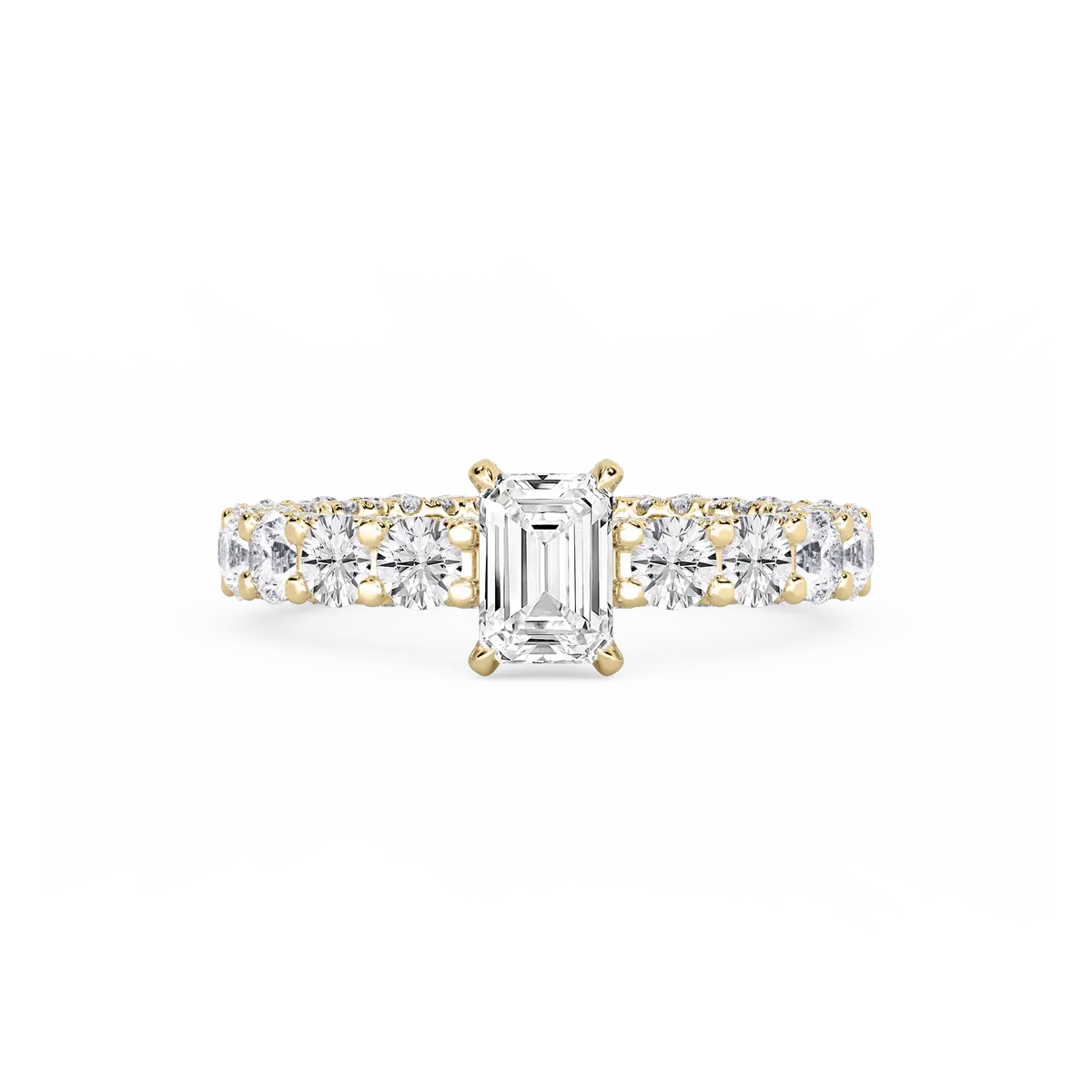 1 Carat Emerald Lab Grown Diamond Pave Eternity Hidden Halo Engagement Ring