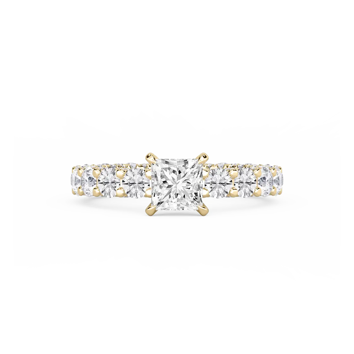 1 Carat Princess Lab Grown Diamond Pave Eternity Hidden Halo Engagement Ring