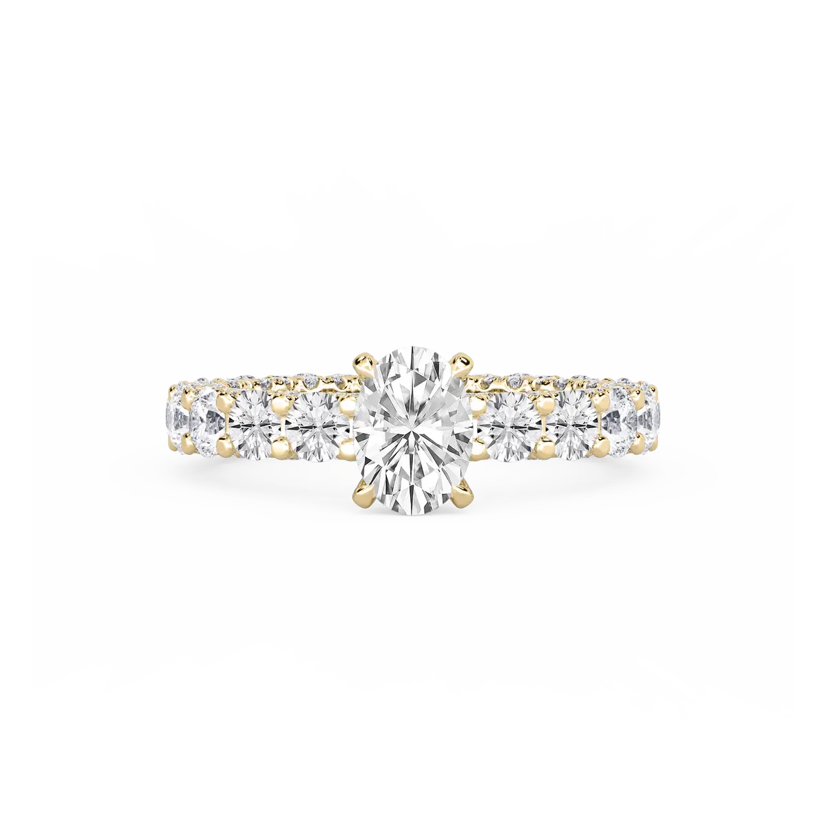 1 Carat Oval Lab Grown Diamond Pave Eternity Hidden Halo Engagement Ring