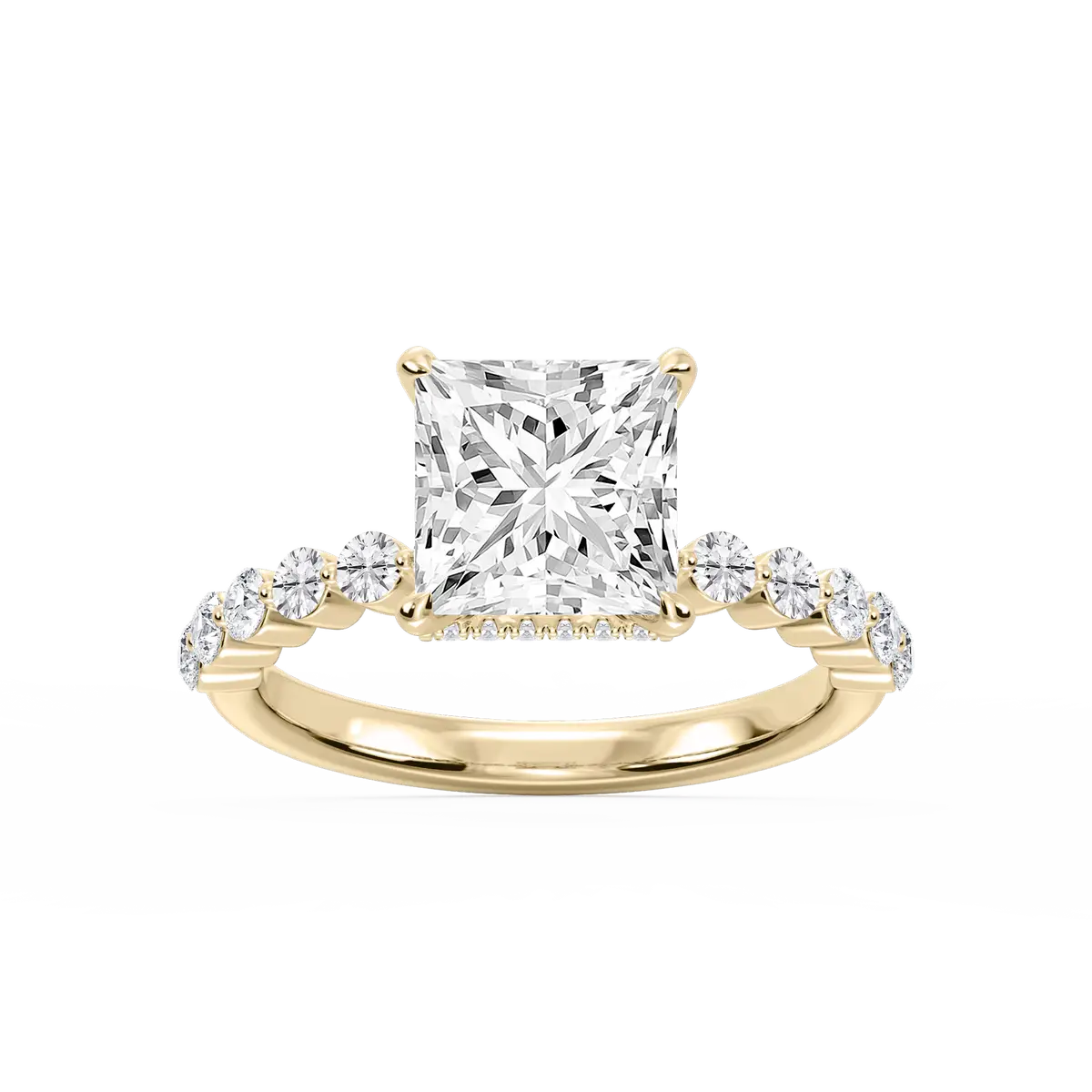 Princess Shape 3 Carat Lab Grown Diamond Hidden Halo Ring