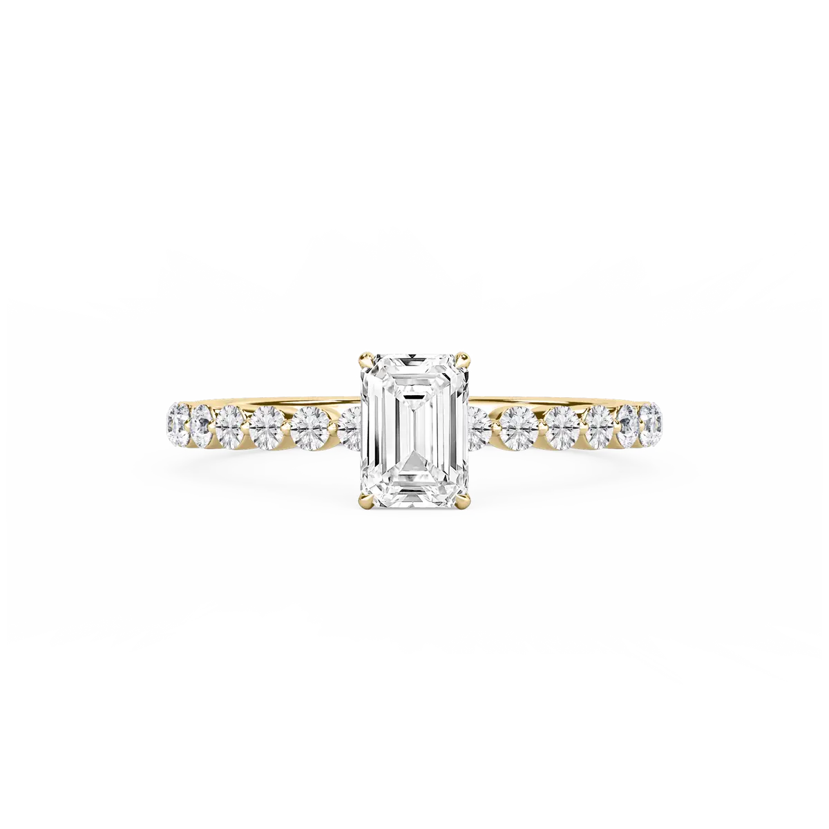 1 Carat Emerald Shape Diamond Hidden Halo Engagement Ring