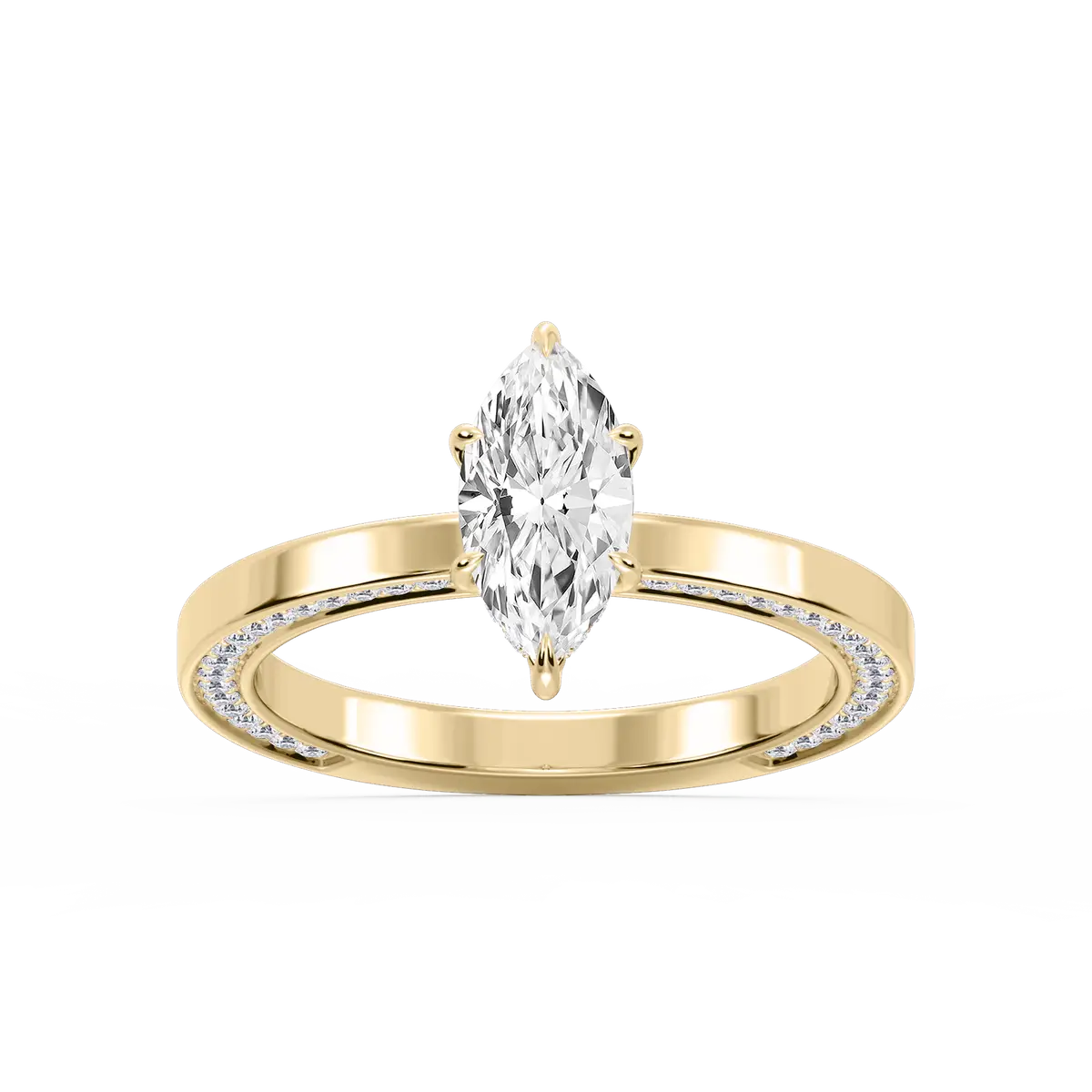 1 Carat Marquise Lab Grown Diamond Ring With Side Stone