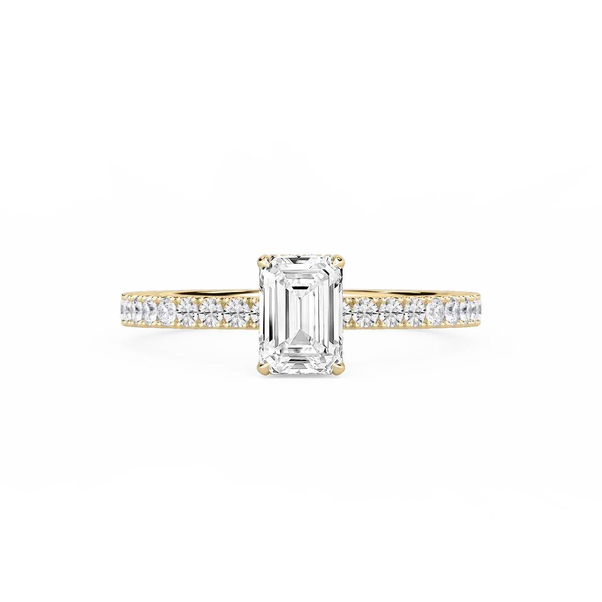 1 Carat Emerald Lab Grown Diamond Claw Prong Hidden Halo Engagement Ring