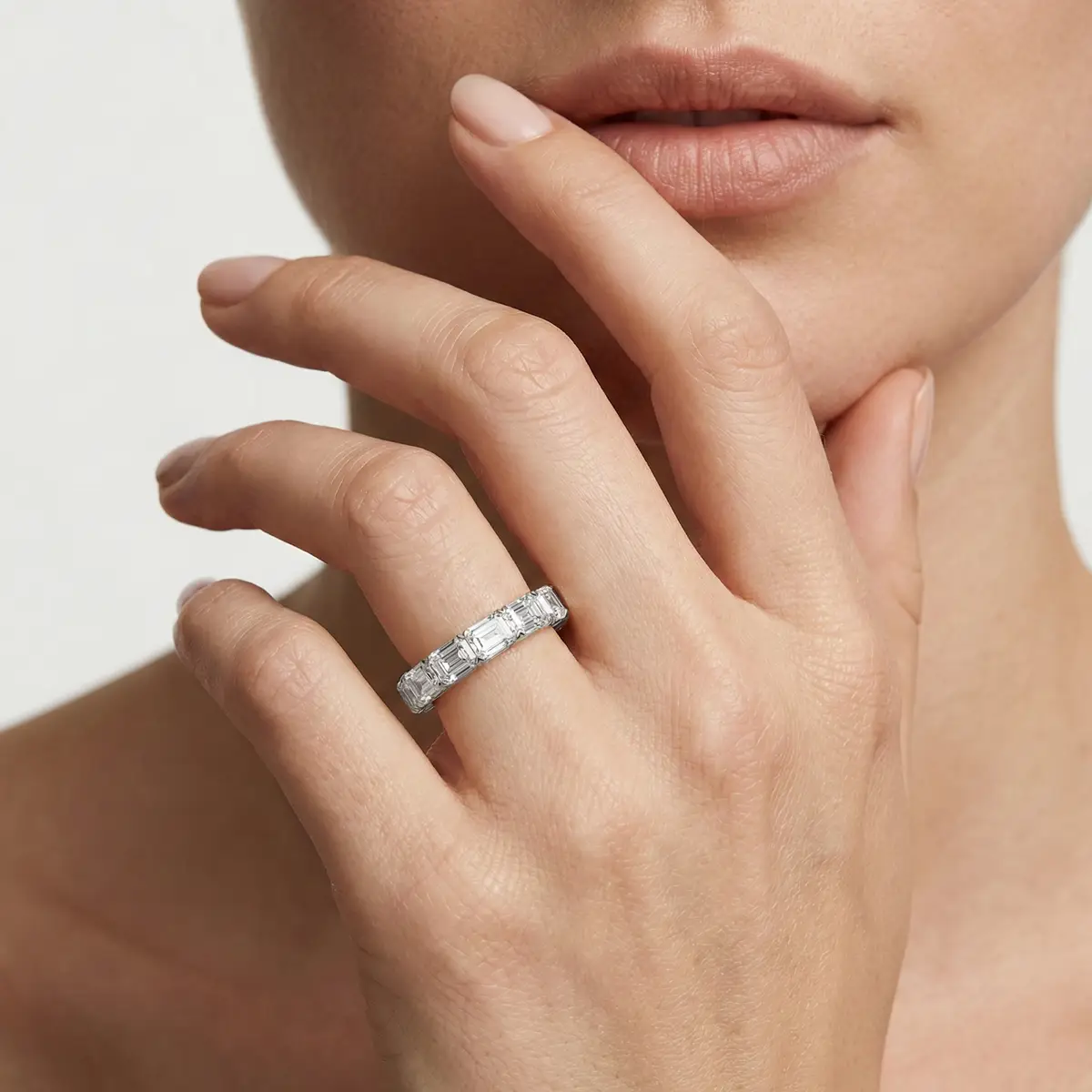 2 Carat Emerald Lab Grown Diamond East West Eternity Band