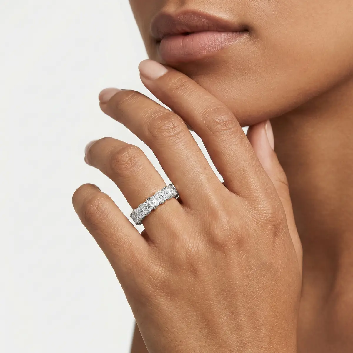 2 Carat Princess Lab Grown Diamond Square Four Prong Eternity Band