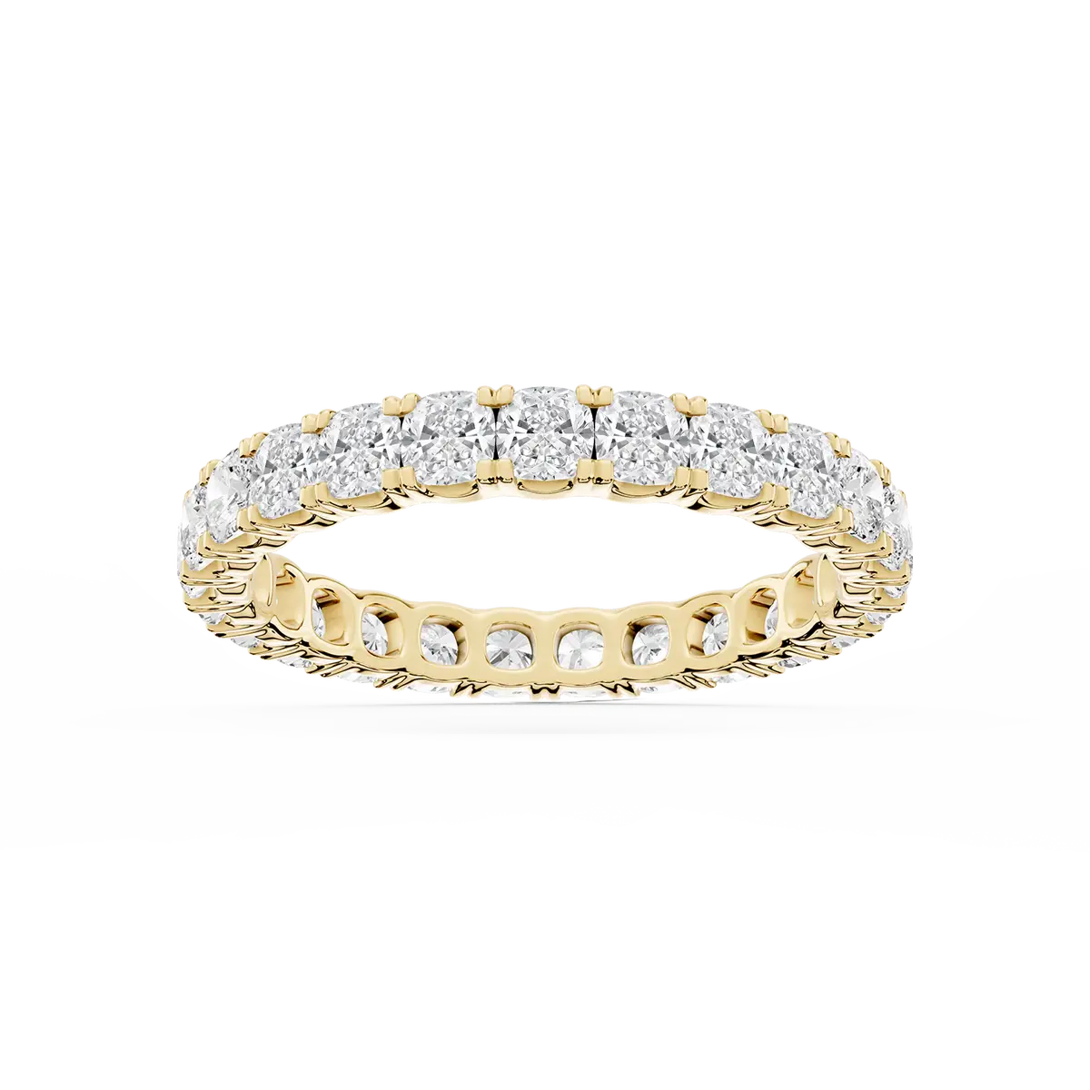2 Carat Cushion Lab Grown Diamond Square Four Prong Eternity Band
