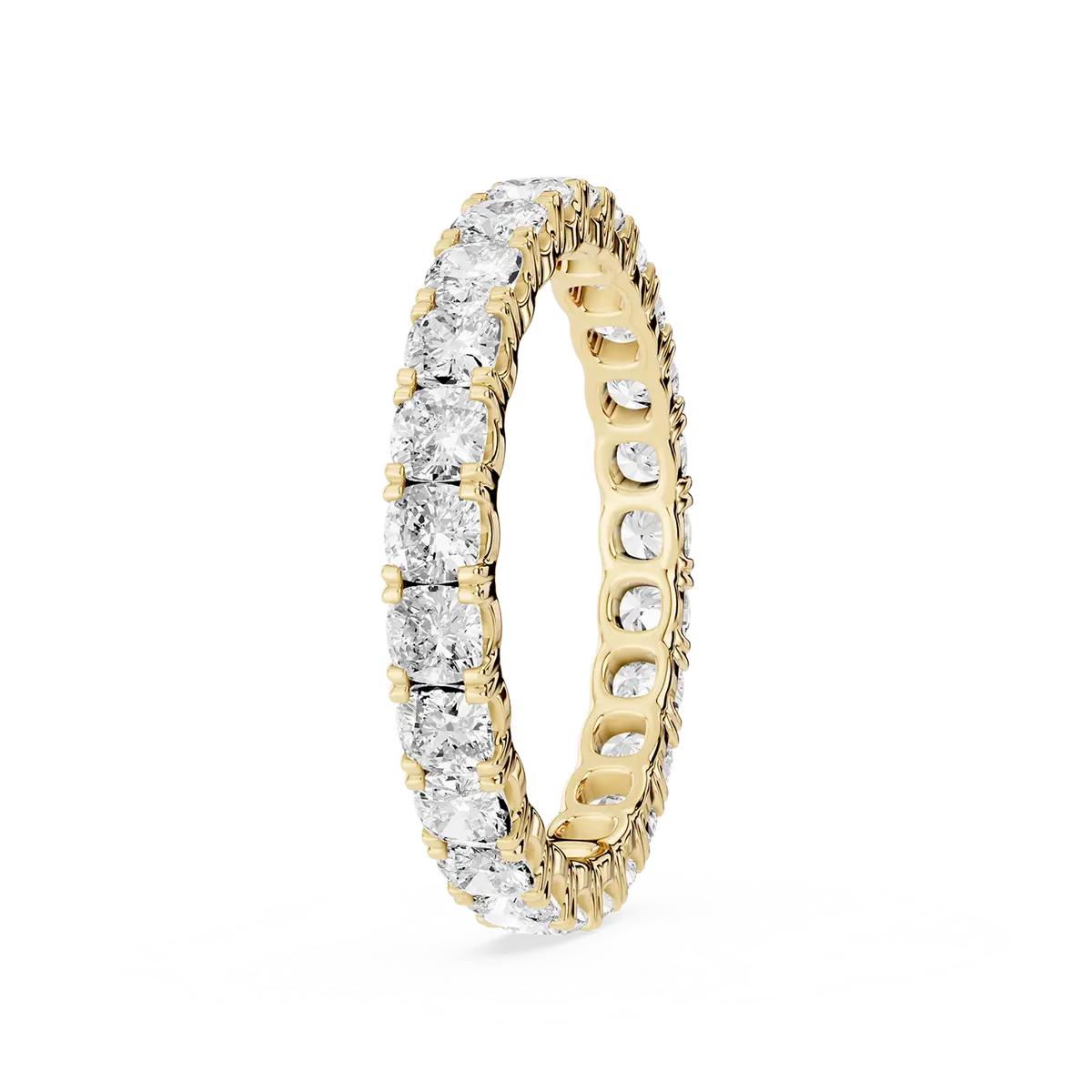 2 Carat Cushion Lab Grown Diamond Square Four Prong Eternity Band