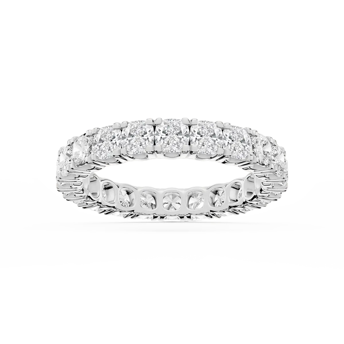 3 Carat Cushion Lab Grown Diamond Square Four Prong Eternity Band