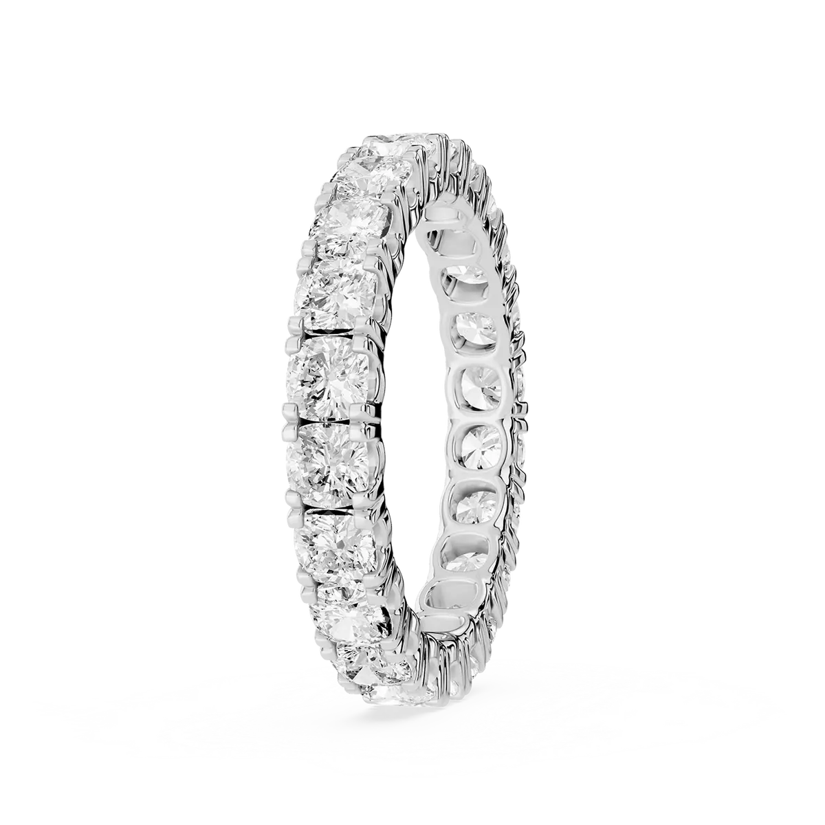 3 Carat Cushion Lab Grown Diamond Square Four Prong Eternity Band