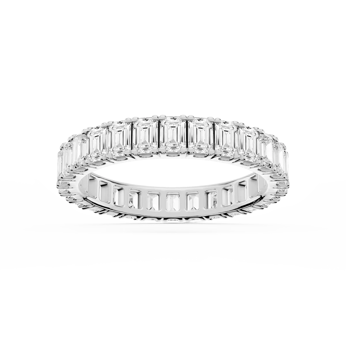 3 Carat Emerald Lab Grown Diamond Square Four Prong Eternity Band
