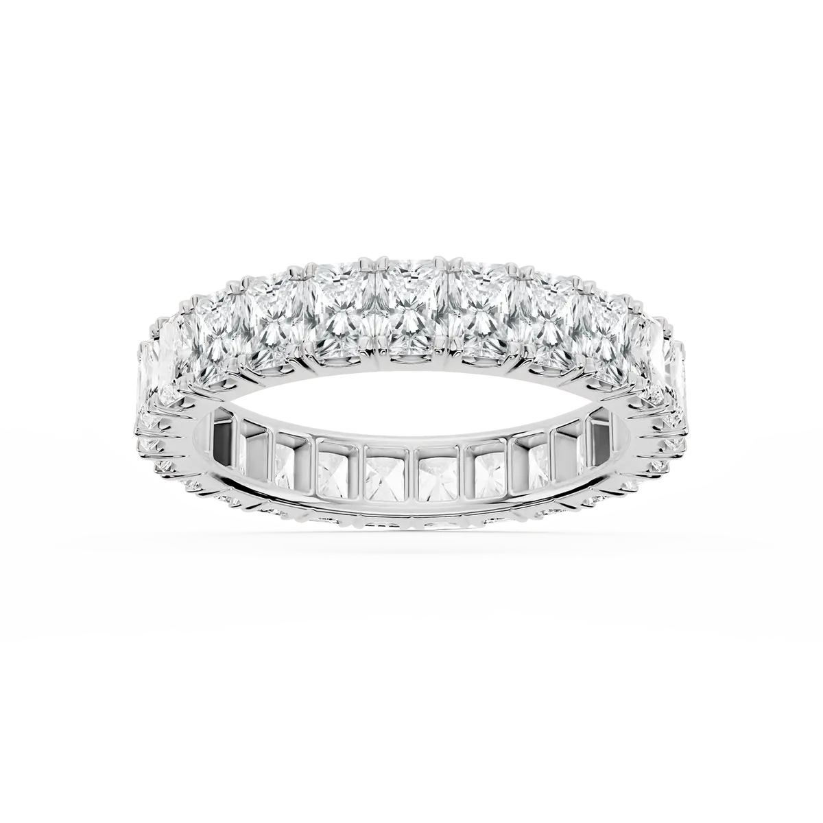 3 Carat Radiant Lab Grown Diamond Square Four Prong Eternity Band