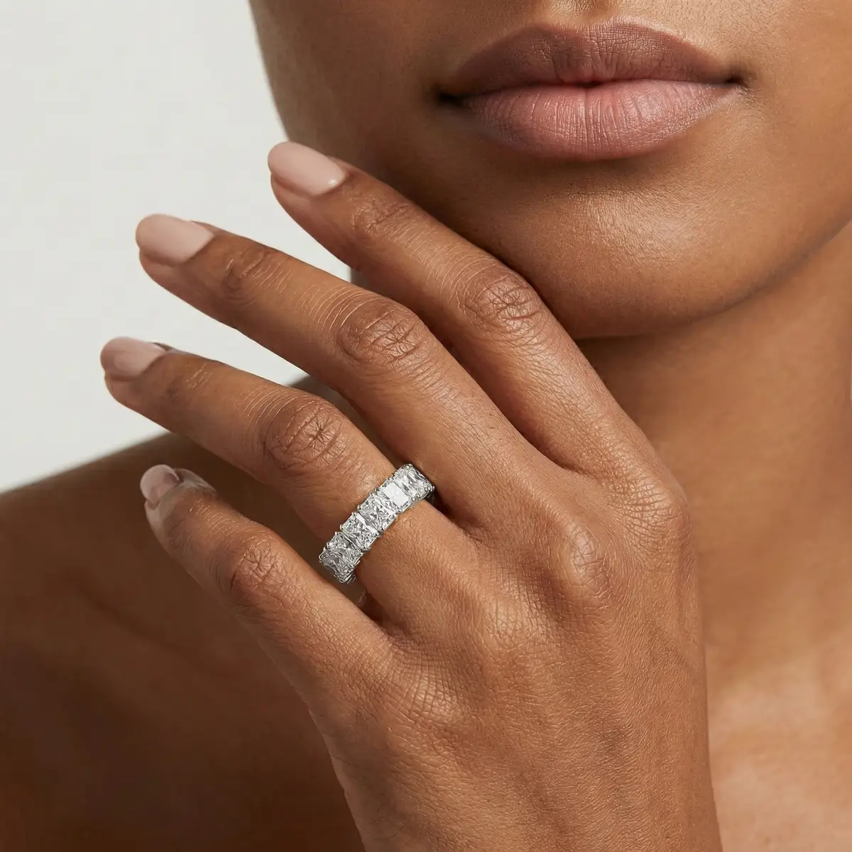 2 Carat Radiant Lab Grown Diamond Classic Four Prong Eternity Band