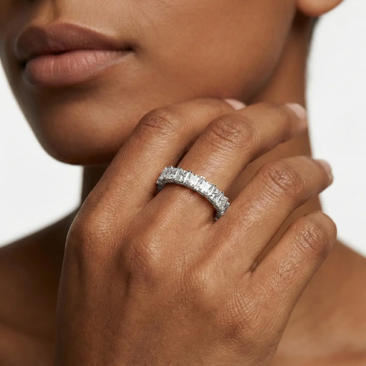 3 Carat Princess Lab Grown Diamond Classic Four Prong Eternity Band