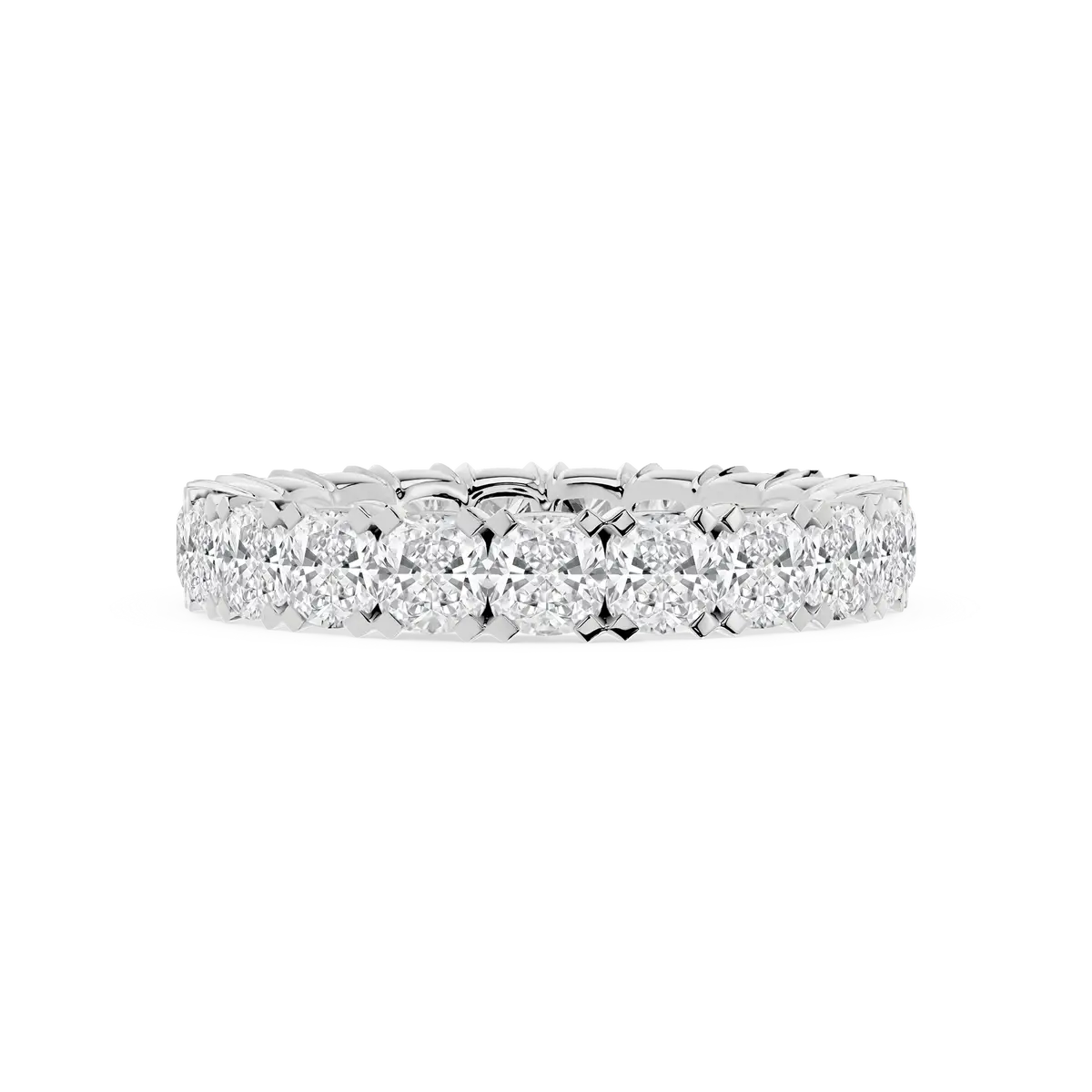 3 Carat Cushion Lab Grown Diamond Classic Four Prong Eternity Band