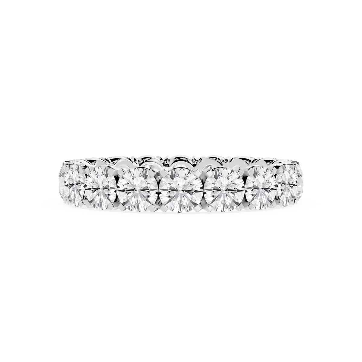 3 Carat Round Lab Grown Diamond Classic Four Prong Eternity Band