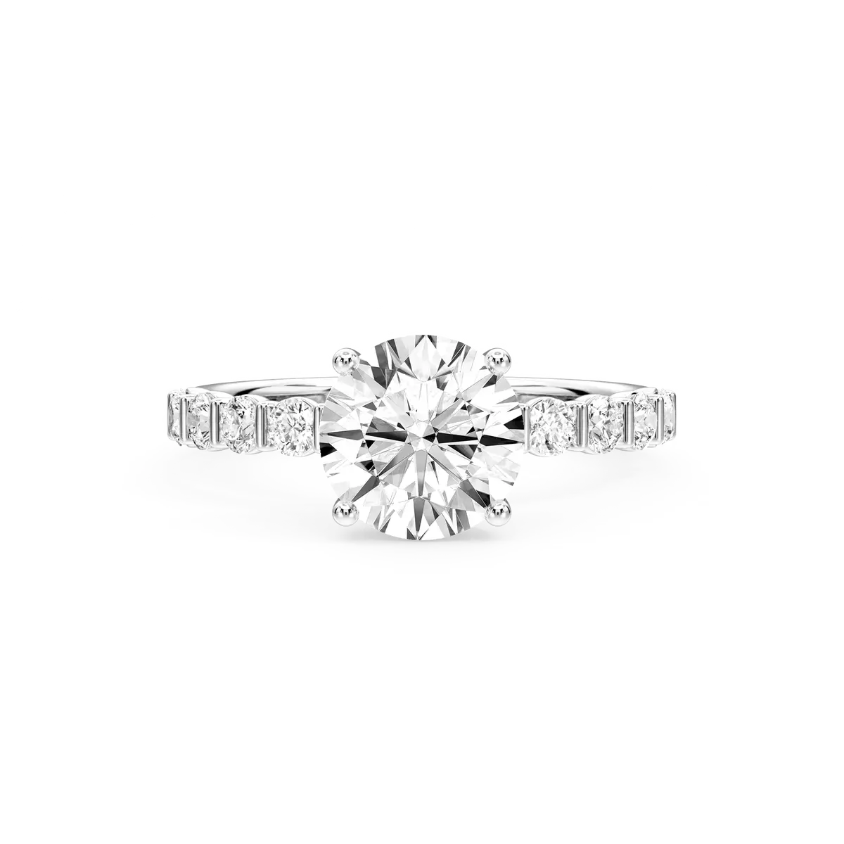 2 Carat Round Lab Grown Diamond Bar Set Hidden Halo Engagement Ring