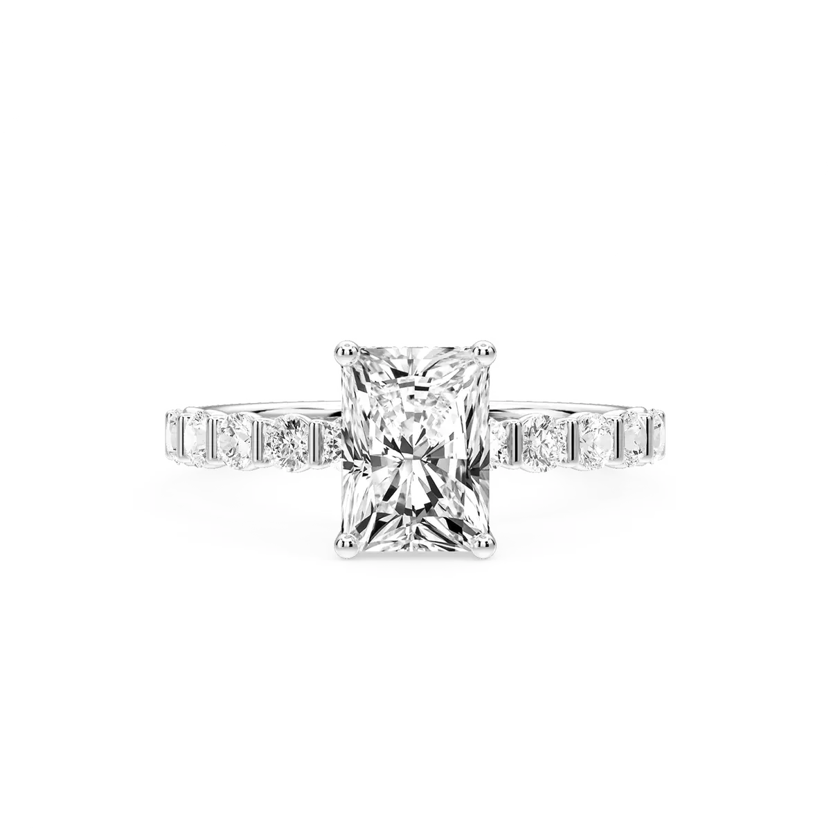 2 Carat Raidnt Lab Grown Diamond Bar Set Hidden Halo Engagement Ring