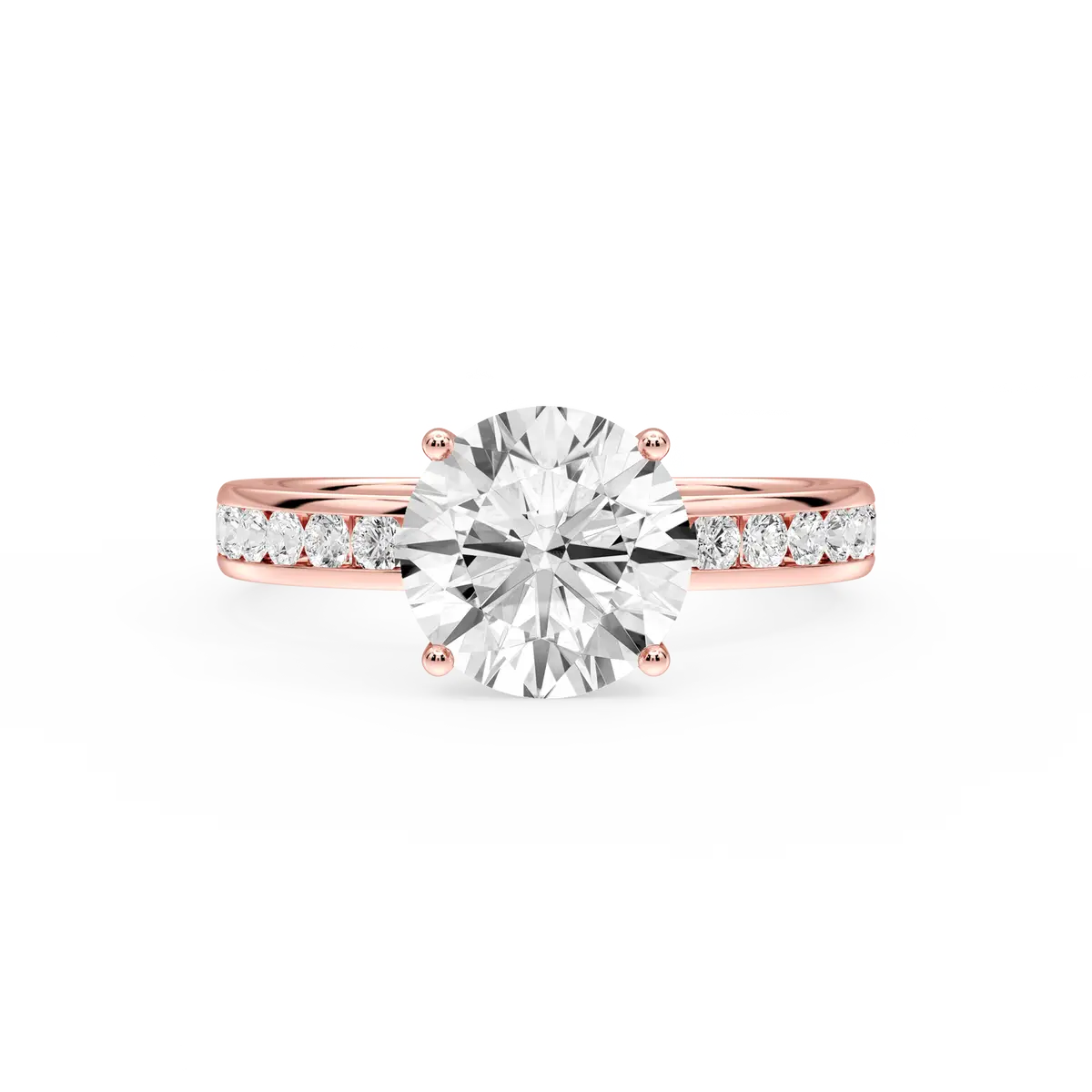 3 Carat Round Lab Grown Diamond Channel Set Hidden Halo Engagement Ring