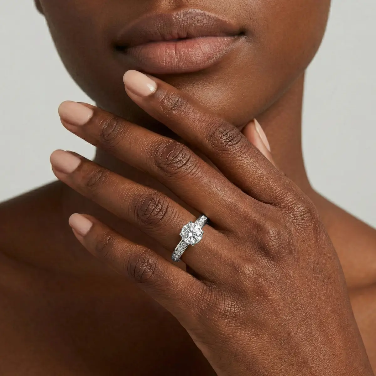 3 Carat Round Lab Grown Diamond Channel Set Hidden Halo Engagement Ring