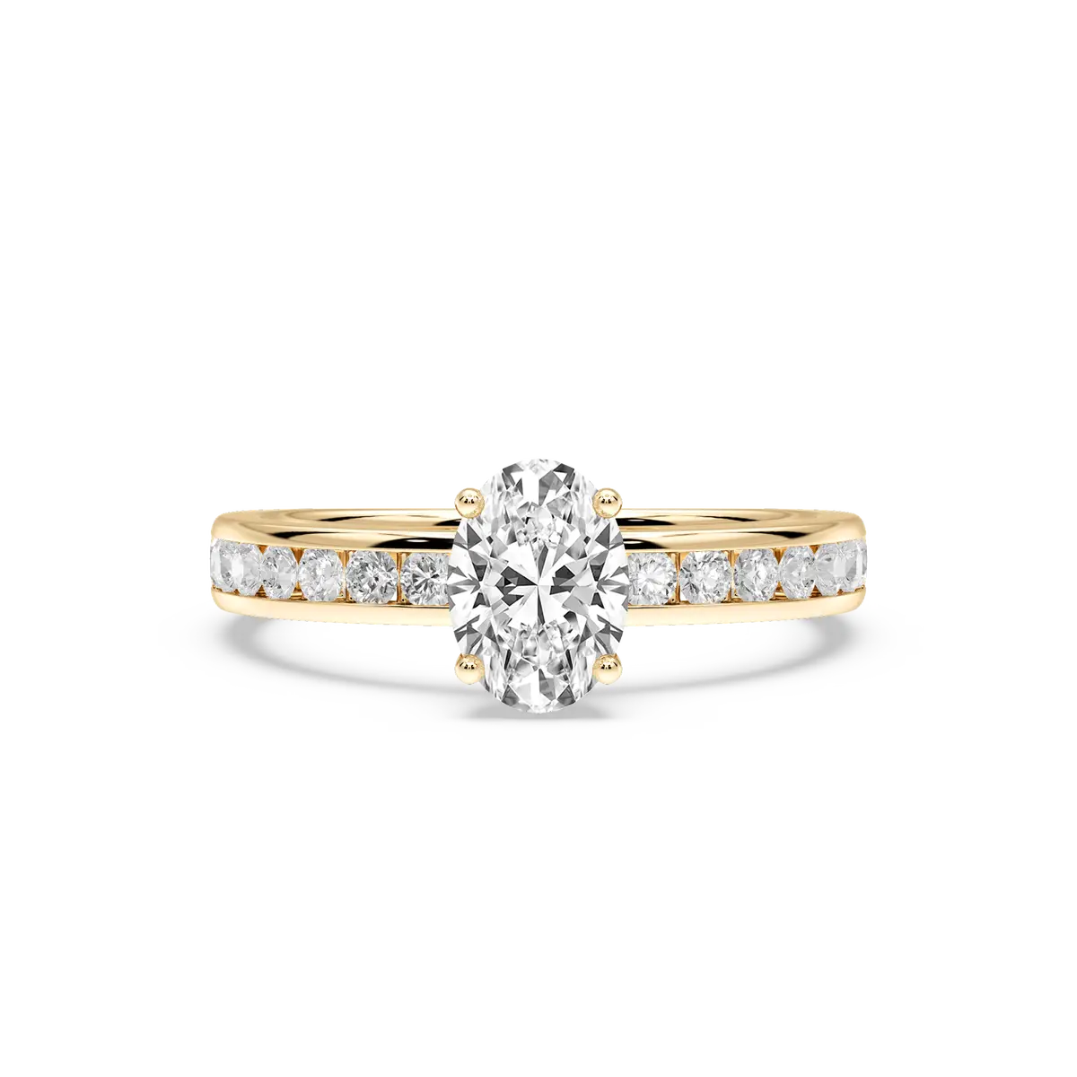1 Carat Oval Lab Grown Diamond Channel Set Hidden Halo Engagement Ring