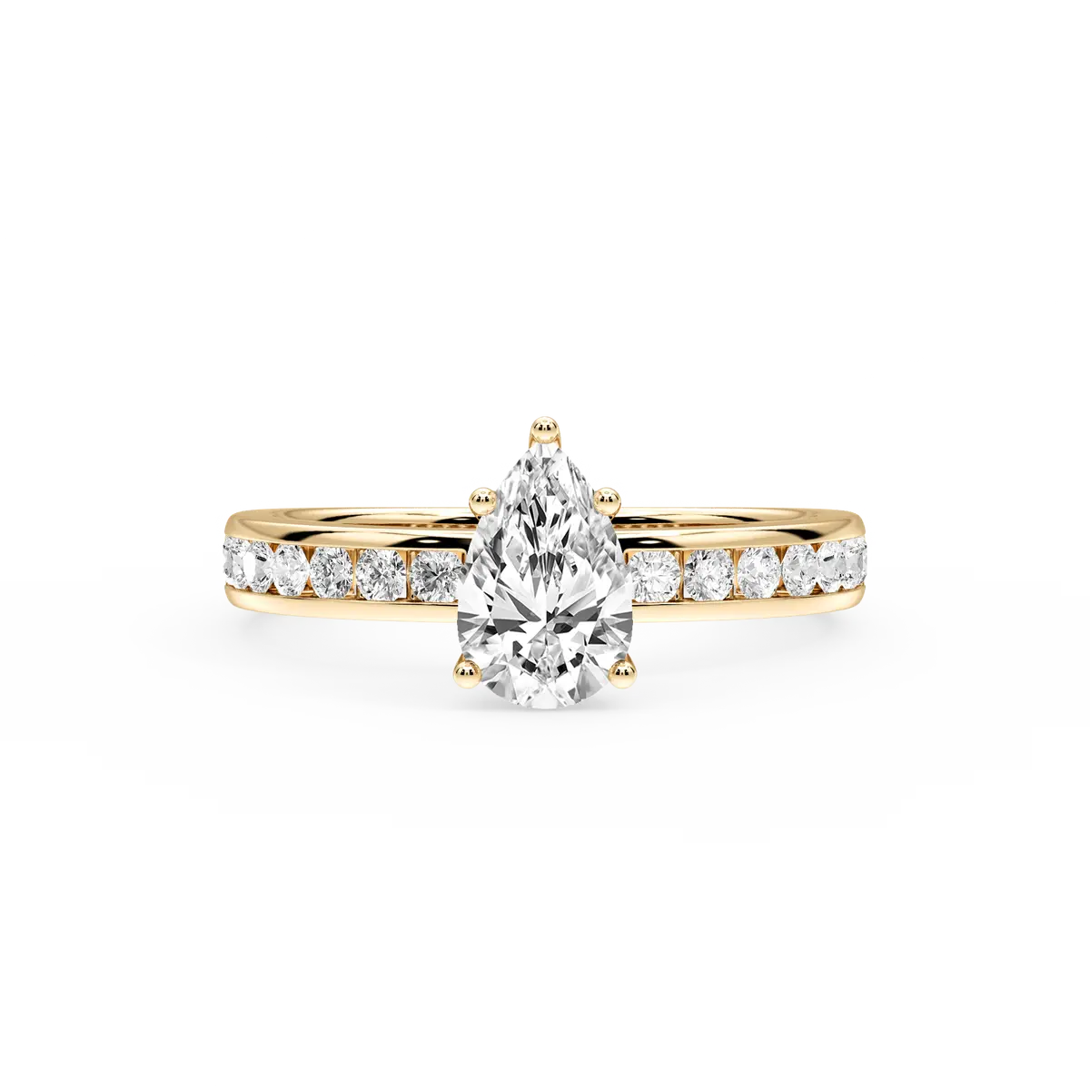 1 Carat Pear Lab Grown Diamond Channel Set Hidden Halo Engagement Ring