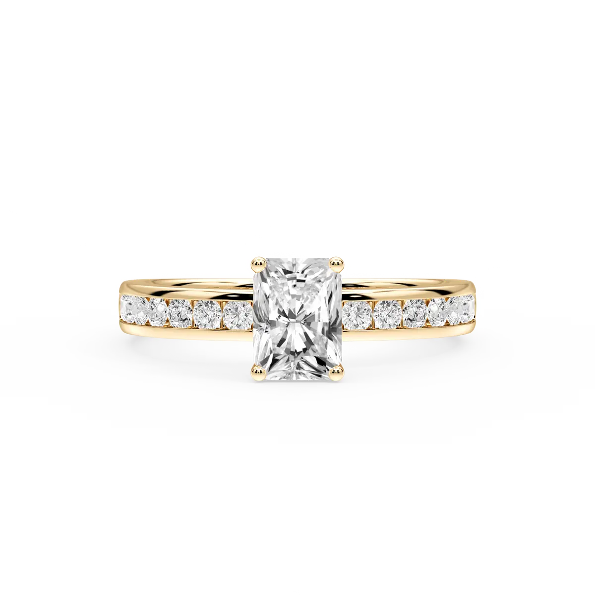 1 Carat Radiant Lab Grown Diamond Channel Set Hidden Halo Engagement Ring