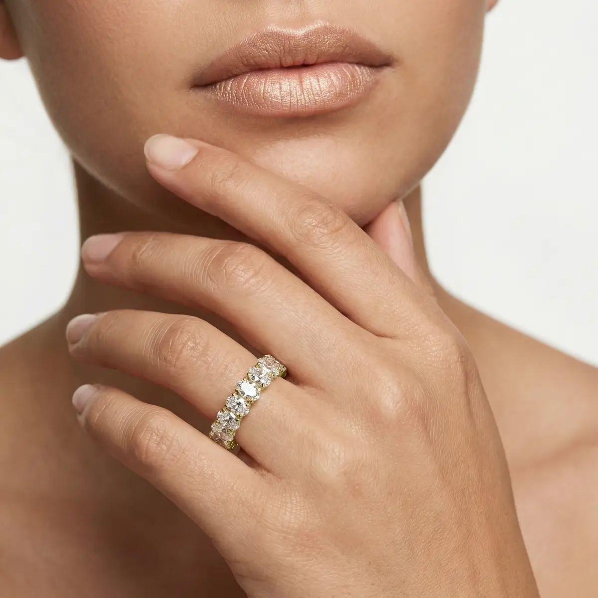 2 Carat Oval Lab Grown Diamond Classic Four Prong Eternity Band