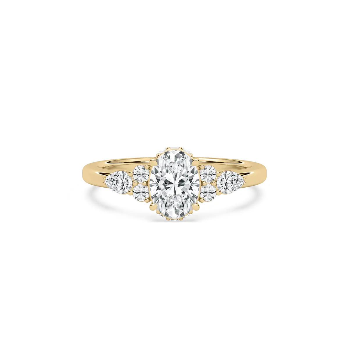 1 Carat Oval Diamond Arresting Floral Side Stone Ring