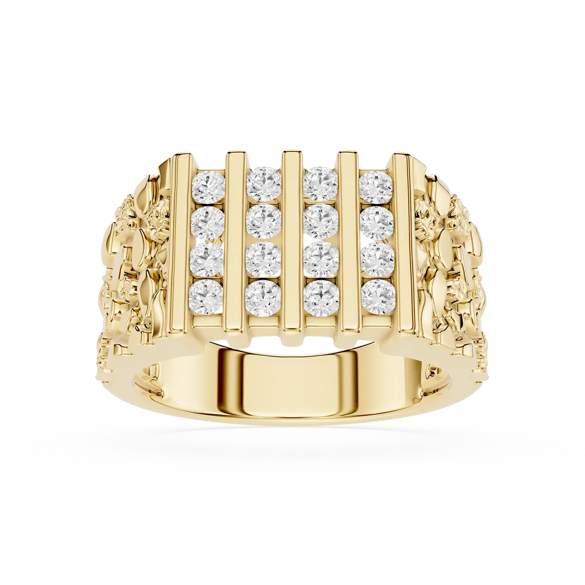 Mens Premium Multi Row Round Lab Grown Diamond Band