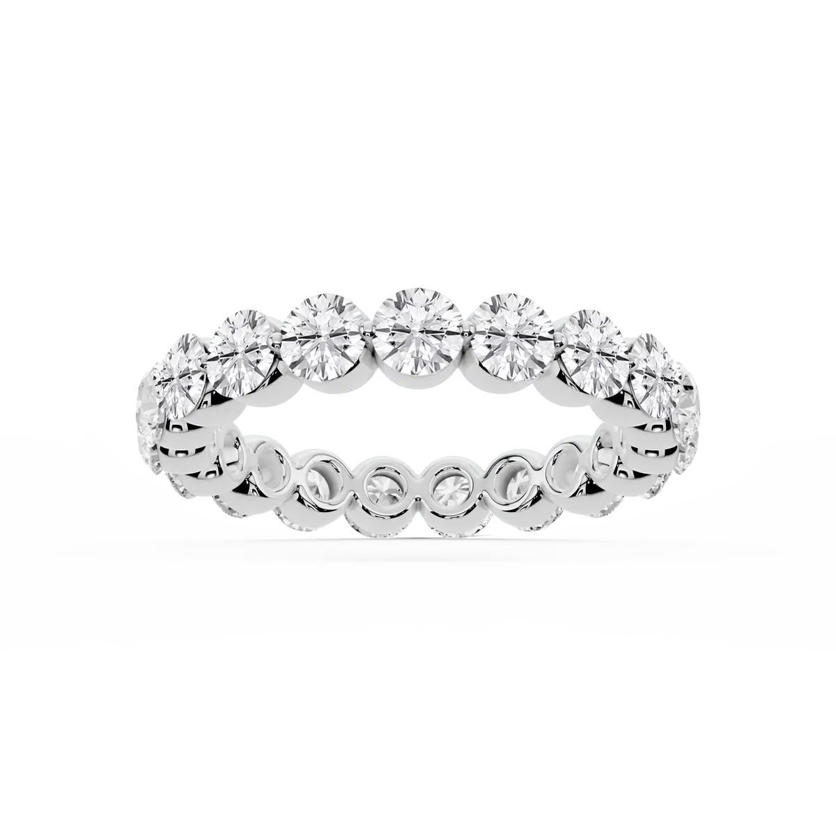 2 Carat Round Lab Grown Diamond Single Shared Prong Eternity Band