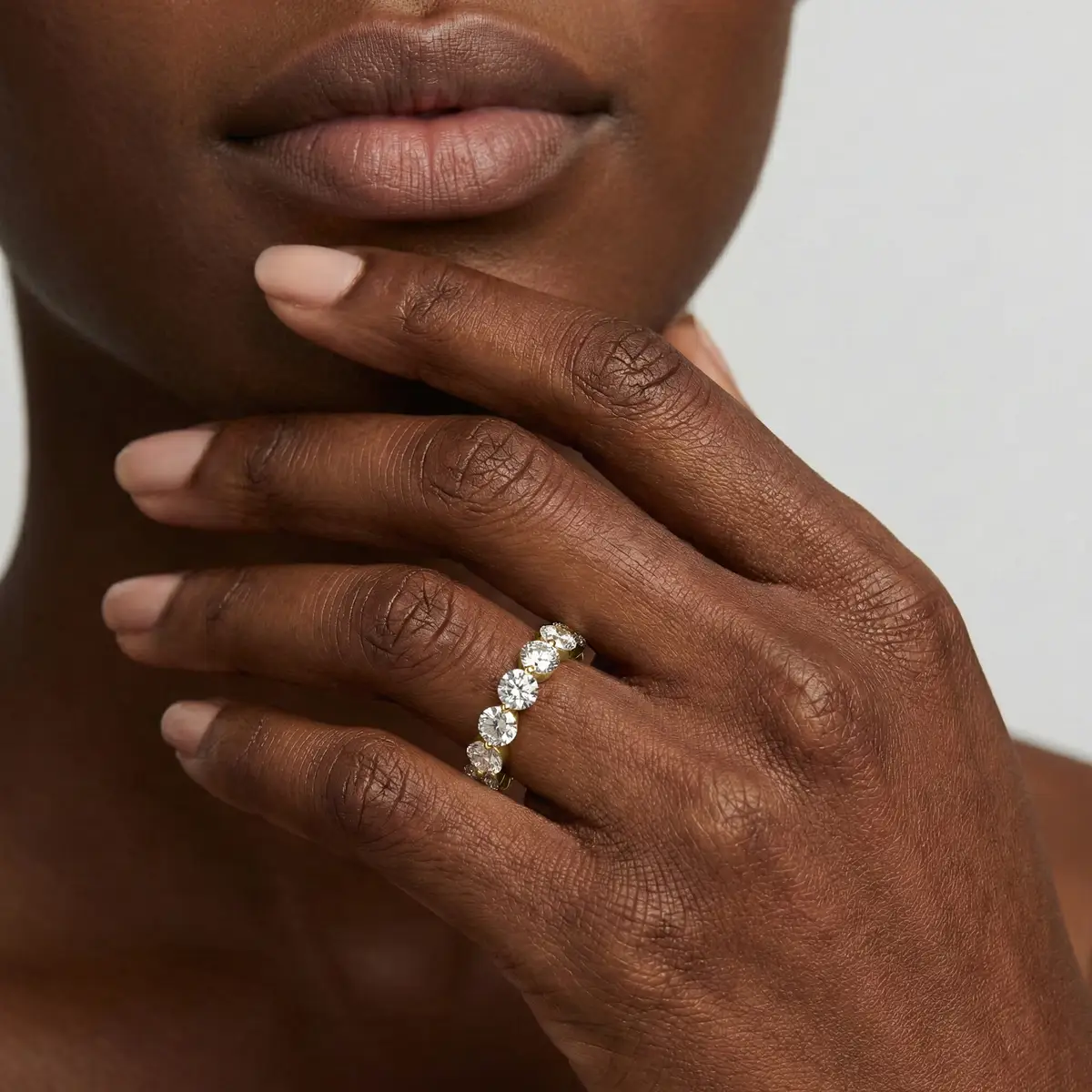 3 Carat Round Lab Grown Diamond Single Shared Prong Eternity Band