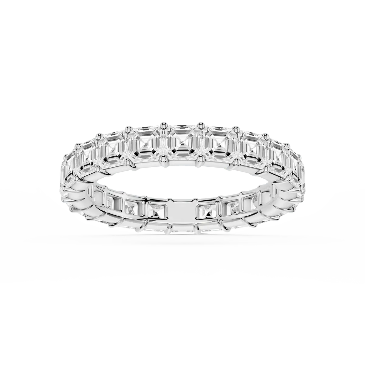3 Carat Square Emerald Lab Grown Diamond Shared Prong Eternity Band