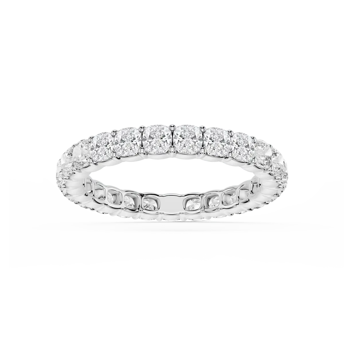 2 Carat Cuahion Lab Grown Diamond Shared Prong Eternity Band