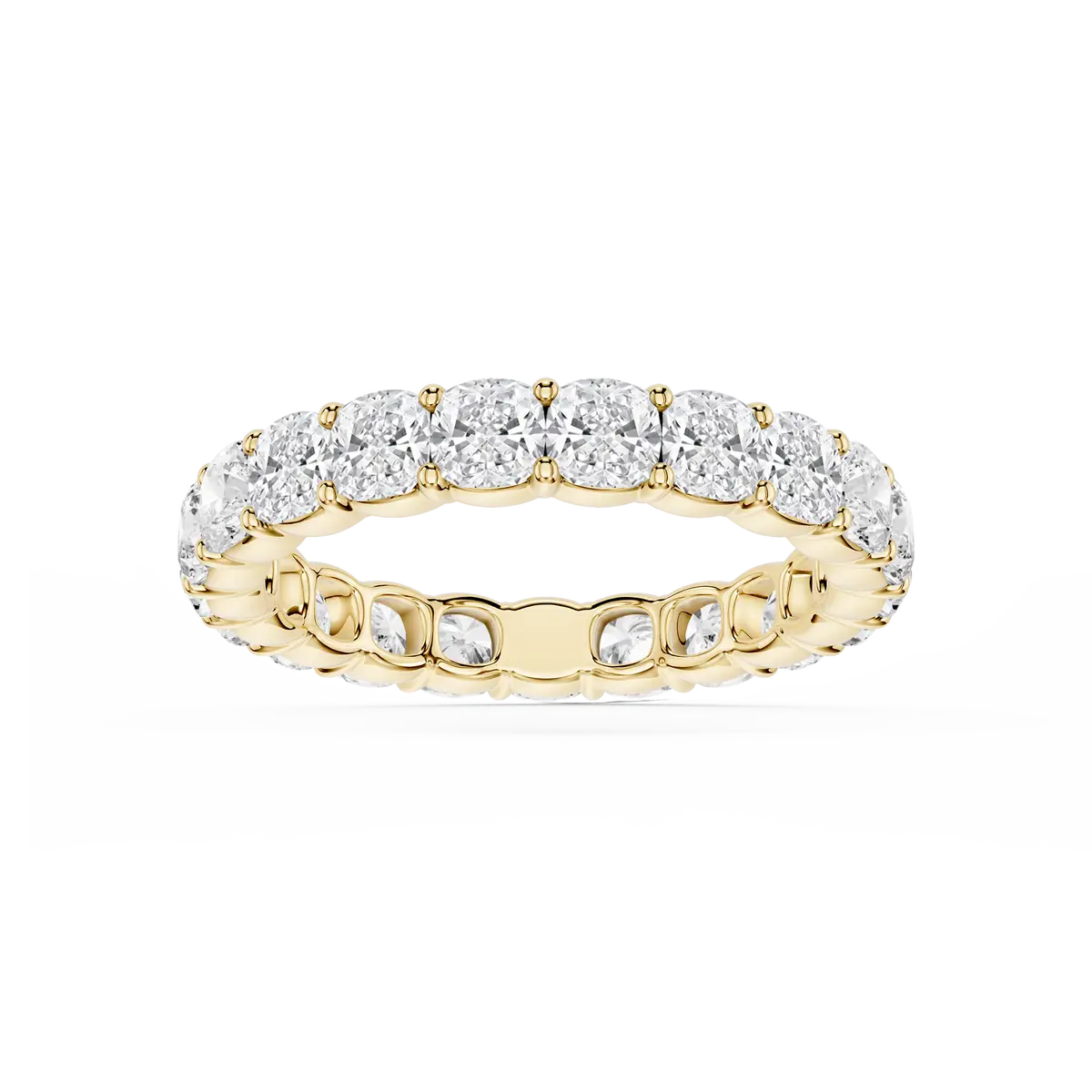 3 Carat Cuahion Lab Grown Diamond Shared Prong Eternity Band
