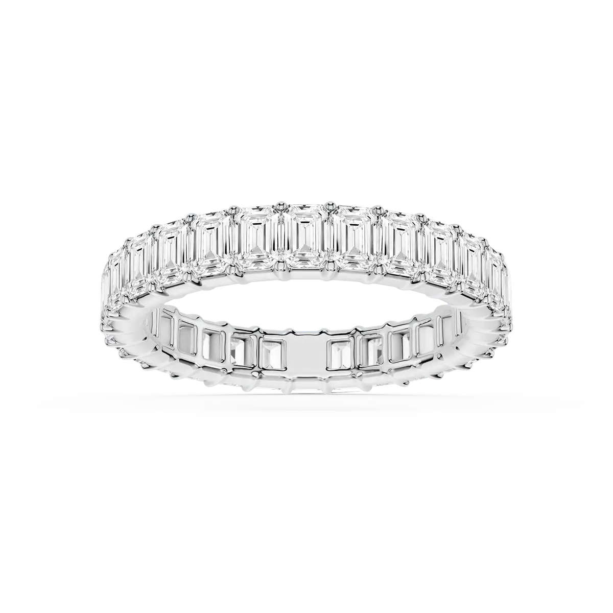 3 Carat Emerald Lab Grown Diamond Shared Prong Eternity Band