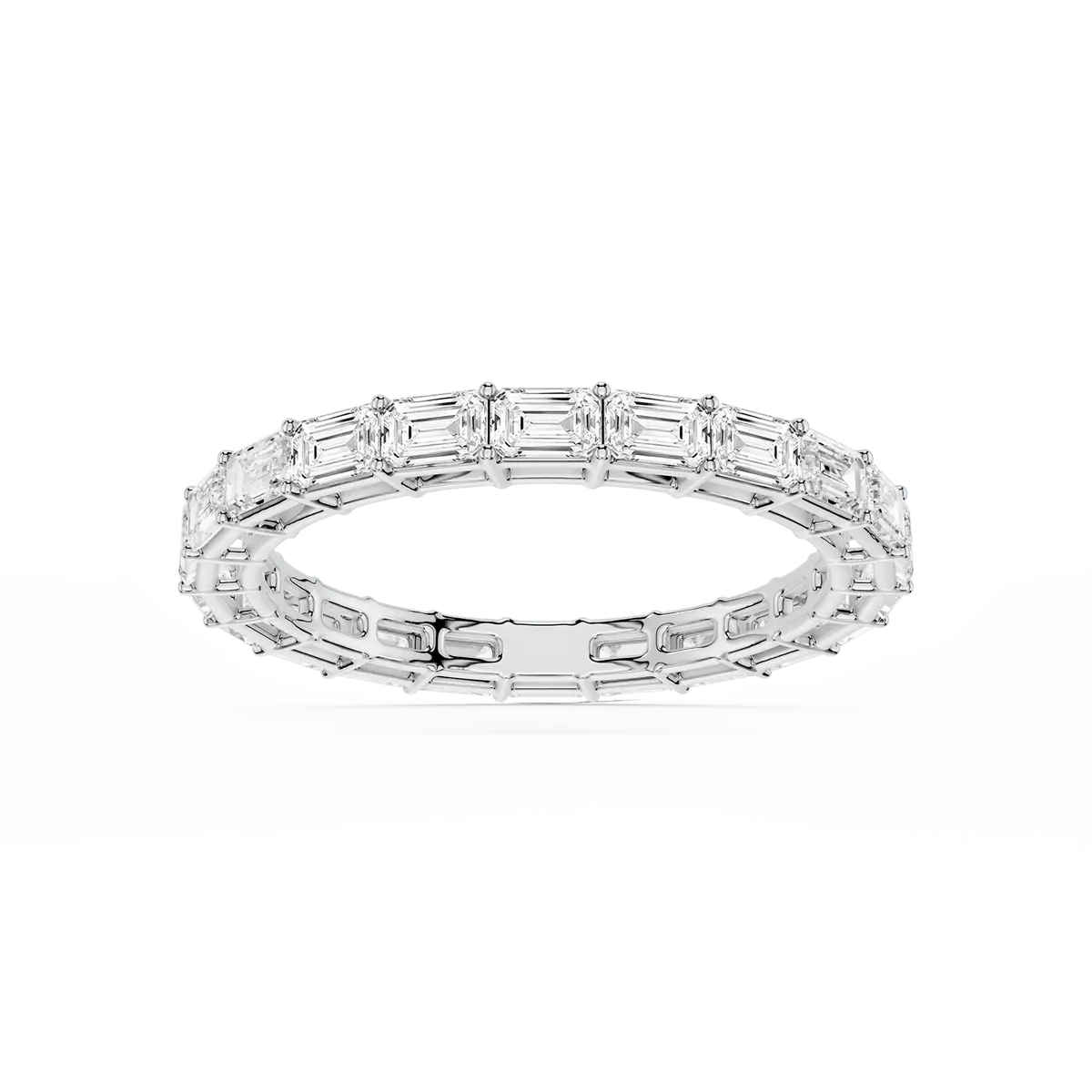 2 Carat Emerald Lab Grown Diamond East West Shared Prong Eternity Band