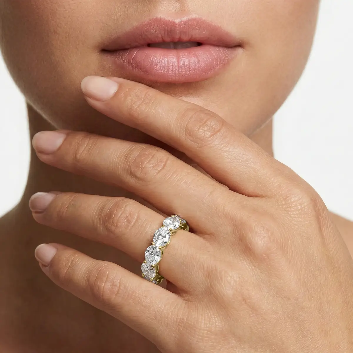 3 Carat Oval Lab Grown Diamond East West Shared Prong Eternity Band