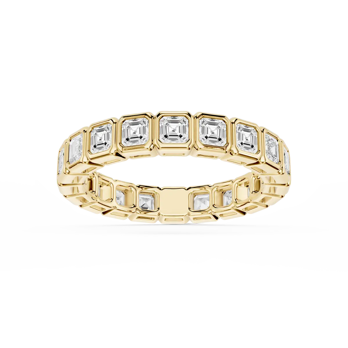 2 Carat Square Emerald Lab Grown Diamond Bezel Eternity Band